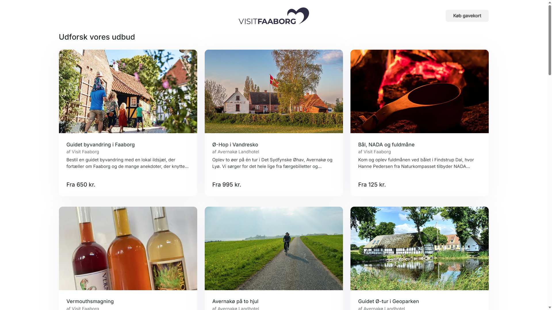 Skærmbillede af VisitFaaborgs Storefront i Understory