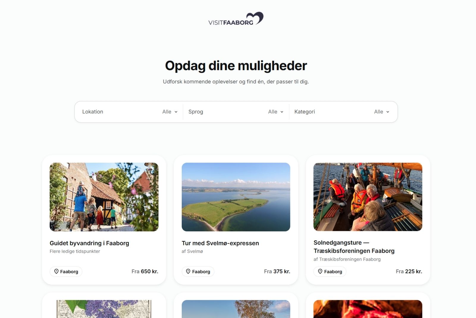 Skærmbillede af VisitFaaborgs Storefront i Understory